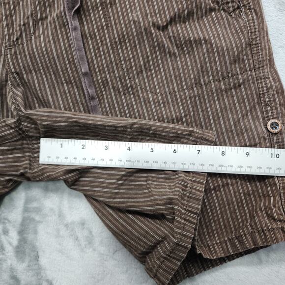 Jeanstar Shorts Womens 12 Brown Striped Tie Waist Roll Tab Hem Casual Preppy - Picture 9 of 11